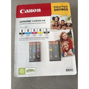 Genuine Canon Ink Value Pack 8C 8M 8Y 5PGBK For PIXMA Models New!